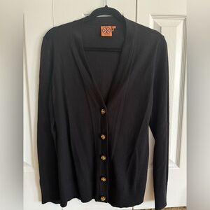 Tory Burch Black cardigan button down with Orange Label